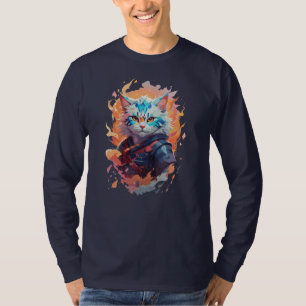 Camiseta Diseño de guerrero gato ninja lindo