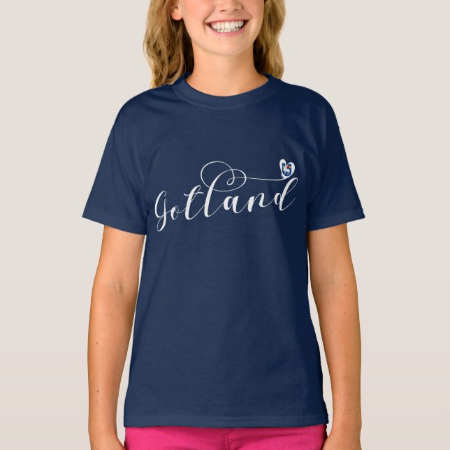 Camiseta Diseño de guiones cardíacos con bandera de Gotland (Anverso)