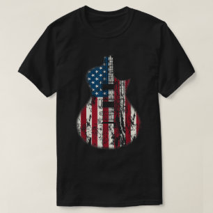 Camiseta Diseño de guitarra con bandera estadounidense patr