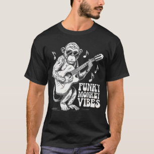 Camiseta Diseño de guitarra con vibraciones de mono funky p
