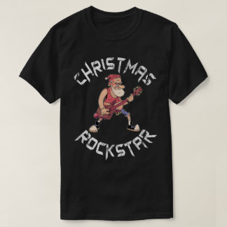Camiseta Diseño de guitarra estrella de rock de Navidad