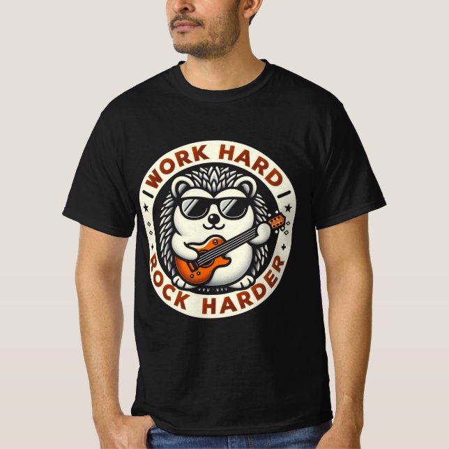 Camiseta Diseño de guitarra Guay Hedgehog Hard Rock Harder (Anverso)