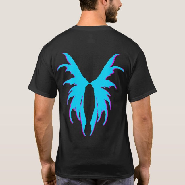 Camiseta Diseño de hadas 2-Wings - Contorno azul claro/rosa (Reverso)