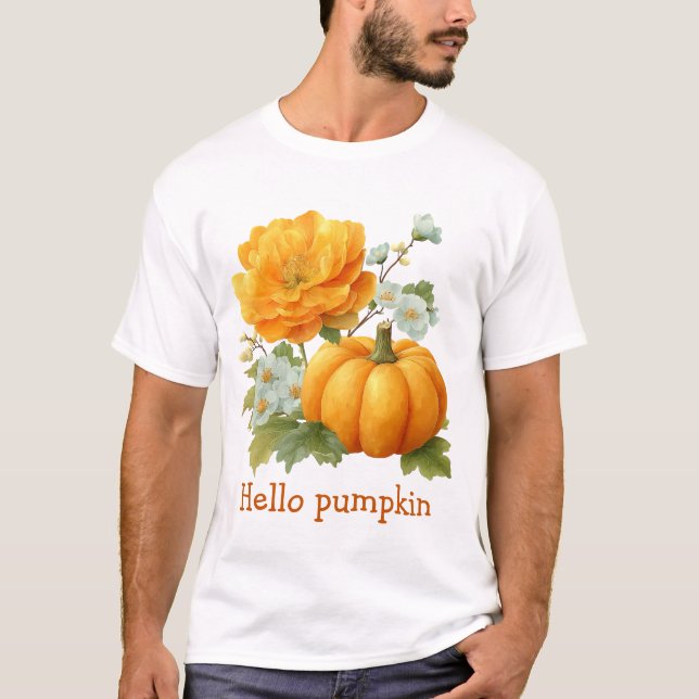 Camiseta Diseño de Halloween con calabaza floral (Anverso)