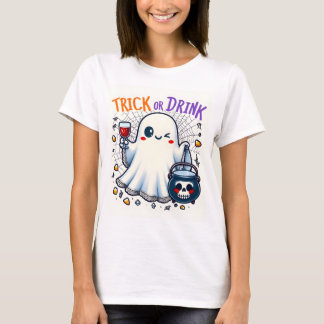 Camiseta Diseño de Halloween con trucos o bebidas