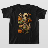 Diseño de Halloween de esqueleto espeluznante y T-
