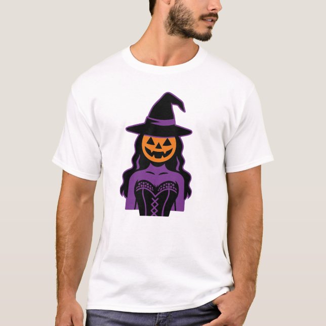 Camiseta Diseño de Halloween de la Bruja de Calabaza | Spoo (Anverso)
