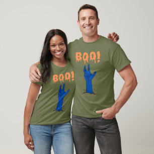 Camiseta Diseño de Halloween de Mano de Zombie ¡BOO!