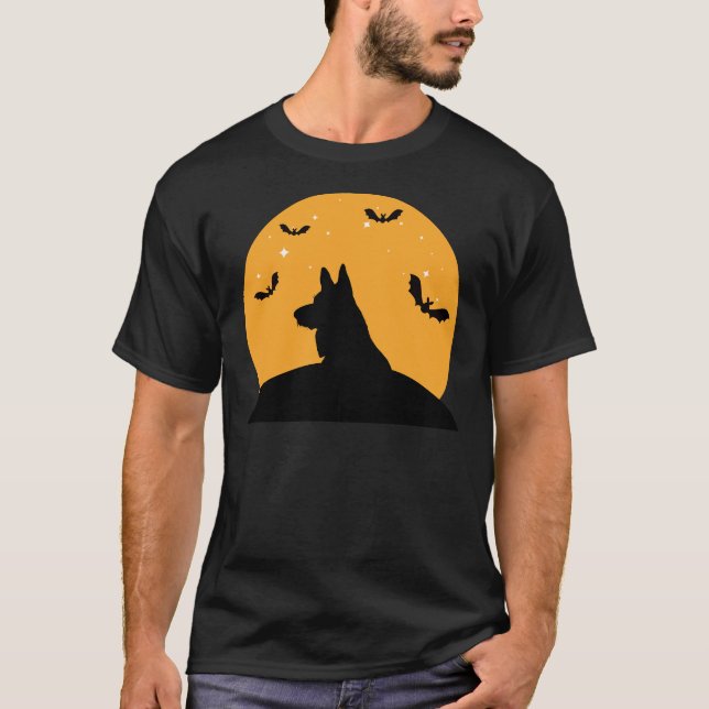Camiseta Diseño de Halloween de Pastor Alemán (Anverso)