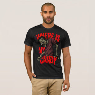 Camiseta Diseño de Halloween de zombie espeluznante “¿Dónde