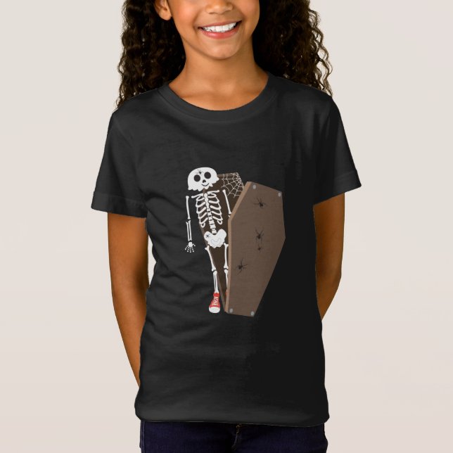 Camiseta Diseño de Halloween para esqueletos y ataúdes (Anverso)