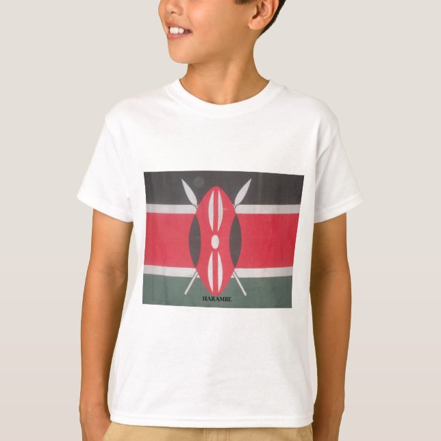 Camiseta Diseño de Harambe con la bandera de Kenia (Anverso)
