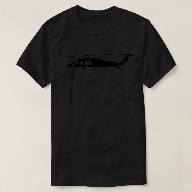 Camiseta Diseño de helicóptero negro en negro en un Pegatin (Diseño del anverso)