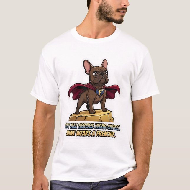 Camiseta Diseño de héroe Frenchie Bulldog francés lindo sup (Anverso)