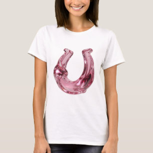 Camiseta Diseño de herradura de vidrio rosa ingenioso