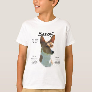 Camiseta Diseño de historia de castaño Basenji, todo sobre