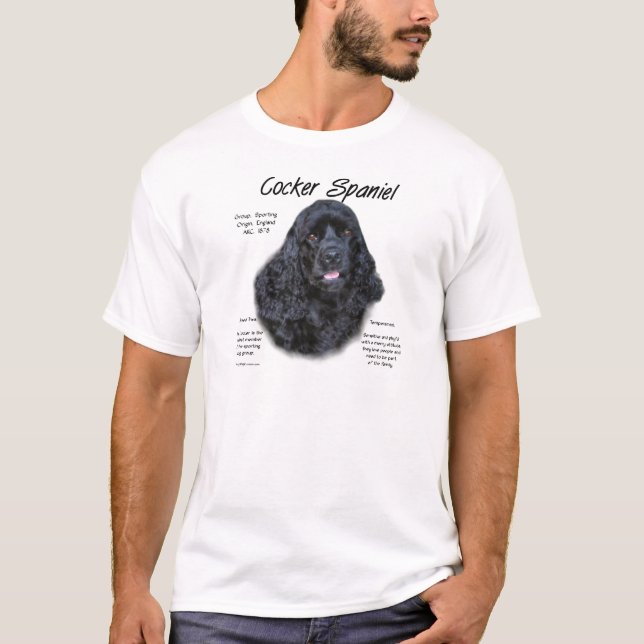 Camiseta Diseño de historia de Cocker Spaniel (negro) (Anverso)