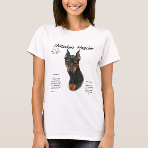 Camiseta Diseño de historial de Pinscher en miniatura (negr