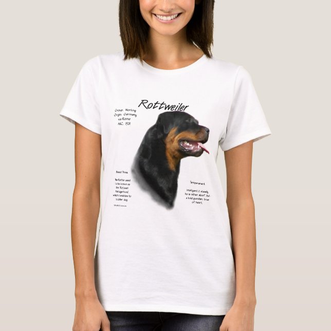 Camiseta Diseño de historial de Rottweiler (Anverso)