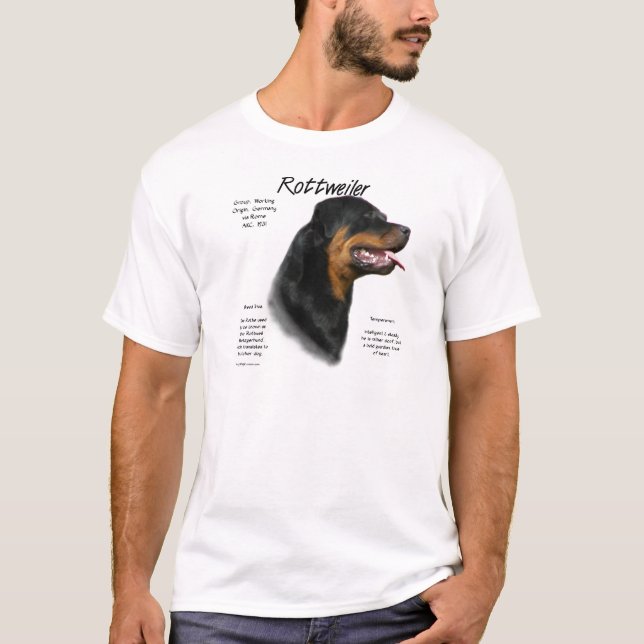 Camiseta Diseño de historial de Rottweiler (Anverso)