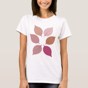 Camiseta Diseño de Hojas de Otoño en Plata Moderna