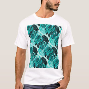 Camiseta Diseño de hojas de palmera tropicales verdes.