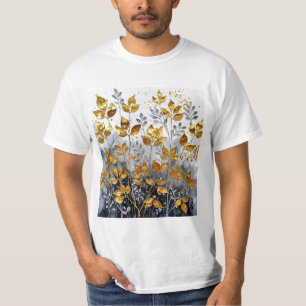 Camiseta Diseño de hojas doradas decorativas #1