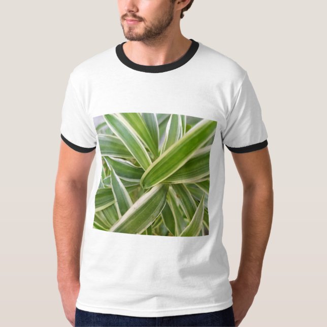 Camiseta Diseño de hojas florales verdes y blancas (Anverso)