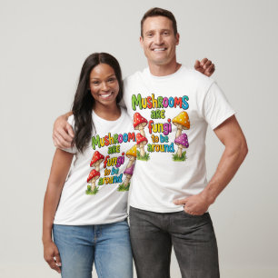 Camiseta Diseño de hongos coloridos, hongos brillantes del