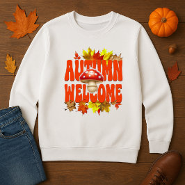 Camiseta Diseño de hongos y hojas de bienvenida de otoño