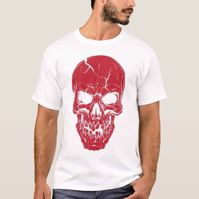 Camiseta Diseño de horror de cráneo rojo, arte gótico espel (Anverso)