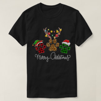 Camiseta Diseño de Huellas de Pata Feliz Navidad