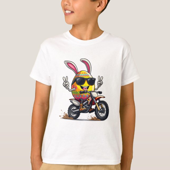 Camiseta Diseño de Huevos de Bicicleta Sucia de Bunny Motoc (Anverso)