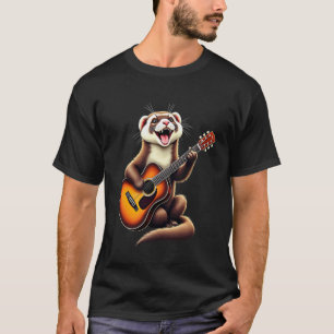 Camiseta Diseño de hurón divertido tocando la guitarra para