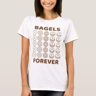 Camiseta Diseño de iconos mínimos de Bagels para siempre