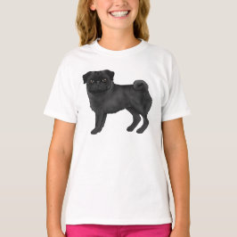 Camiseta Diseño de ilustración de raza de perro Pug negro a
