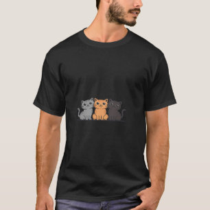 Camiseta Diseño de Ilustración Vectorial Plana de Gatos Min