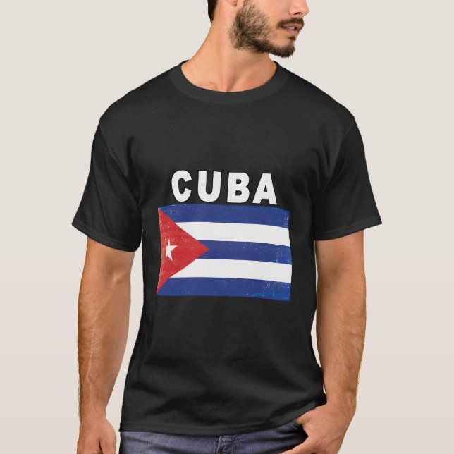 Camiseta Diseño de imagen perturbada de la bandera cubana (Anverso)