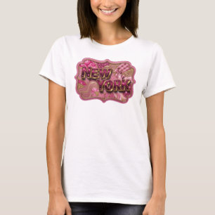 Camiseta Diseño de impresión de Nueva York rosa limpio