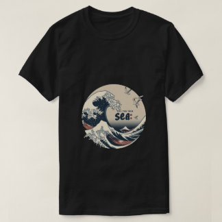 Camiseta diseño de impresión de ondas japonés en el tour de