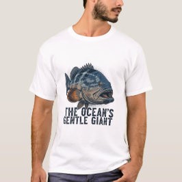 Camiseta diseño de impresión de pesca de mero gigante para