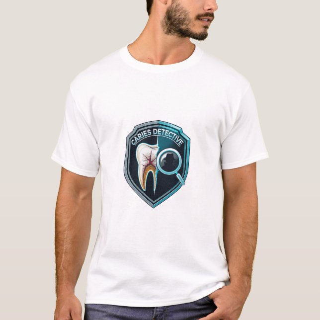 Camiseta Diseño de Insignia de Detective de Caries RDH | De (Anverso)
