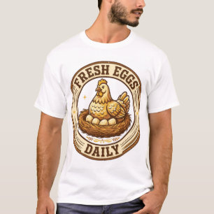 Camiseta Diseño de insignia de granja de nido de gallina de