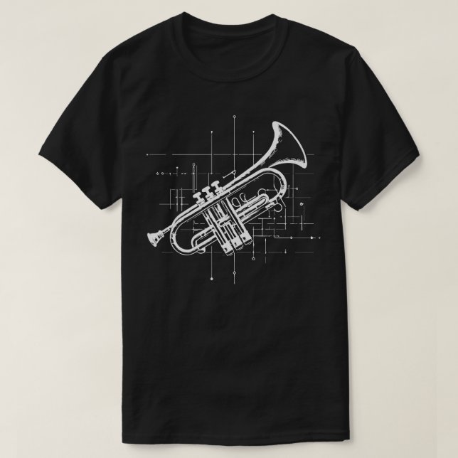 Camiseta diseño de instrumentos de trompeta (Diseño del anverso)