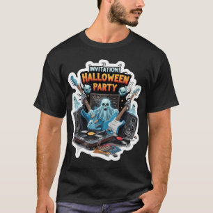 Camiseta diseño de invitación a fiesta de música de Hallowe