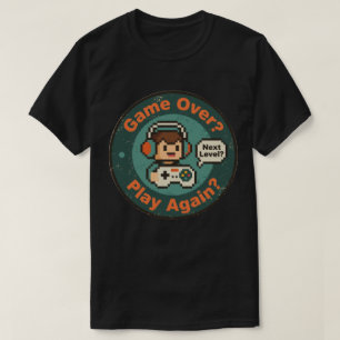 Camiseta Diseño de juego retro pixel art game over jugar de