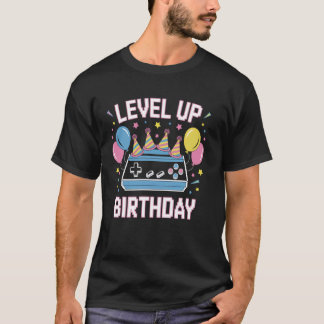 Camiseta Diseño de juegos de cumpleaños para subir de nivel