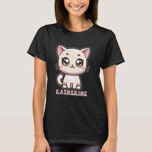 Camiseta Diseño de Katherine Cute Kitty Cat para niñas nomb