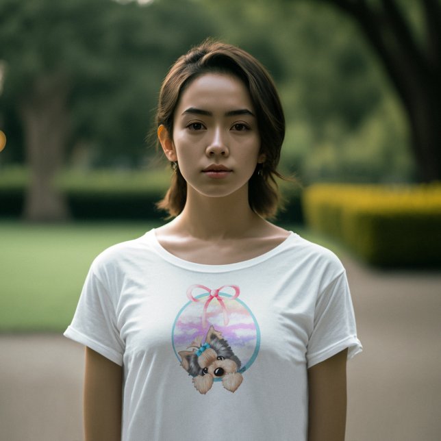 Camiseta Diseño de KiniArt Yorkie Coquette (KiniArt™️ Yorkie coquette design t-shirt)