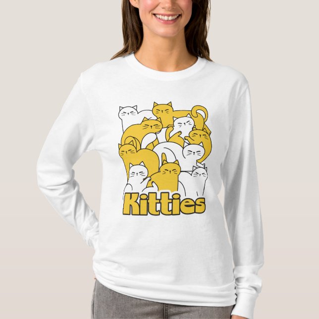 Camiseta Diseño de Kitties Chubby - Arte gato adorable (Anverso)